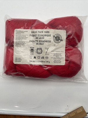 Large Skein Hank Loops & Threads Value Pack Yarn #3 Red 1060 Yds Medium 4 Wgt