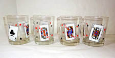 Vintage Playing Card Lowball Glasses Set of 4 12 oz Ace King Queen Jack G19