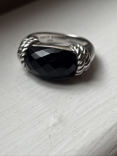 Vintage Judith Ripka Sterling Silver 925 Pineapple Cut Black Onyx Ring 6
