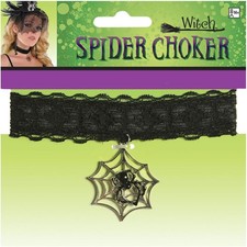 Witch Spider Choker Black Wicked Fancy Dress Halloween Adult Costume Accessory