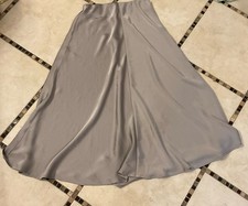 Gray Satin Flare Long Skirt for Women Solid