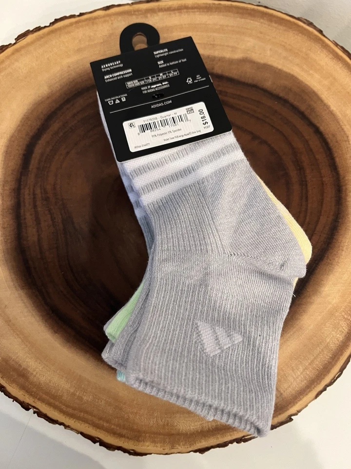 Adidas Púrpura Claro Gris Azul Niñas Superlite Cuarto Calcetines Talla Mediana 2Y-5Y Foto 2 de 4