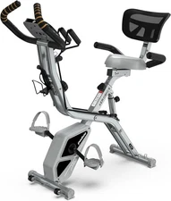 pooboo Folding Exercise Bike, Foldable Upright Stationary Bike, Indoor Cycling M
