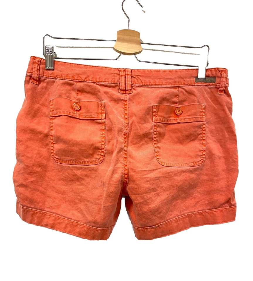 Pantalones cortos LEVEL 99 Anthropologie para mujer talla 31 rosa coral mezcla de lino con puños dobladillo Foto 4 de 4