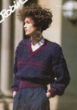 ~ Rotkehlchen Strickanleitung für Damen Mohair & Boucle Garn V-Ausschnitt Pullover ~