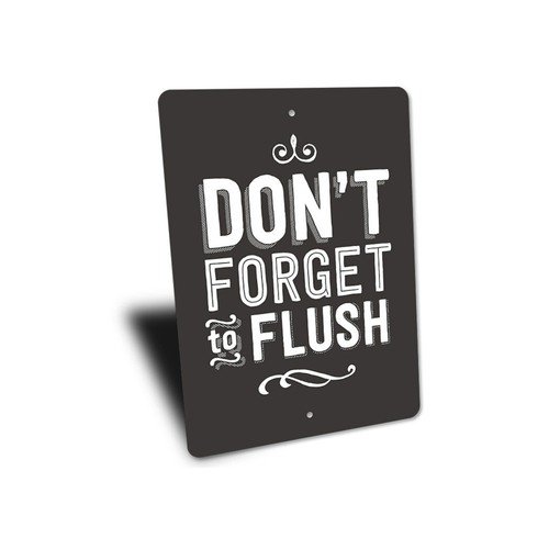 Flush Sign, Funny Bathroom Sign, Don't Forget to Flush Metal Wall Decor - 第 3/4 張圖片