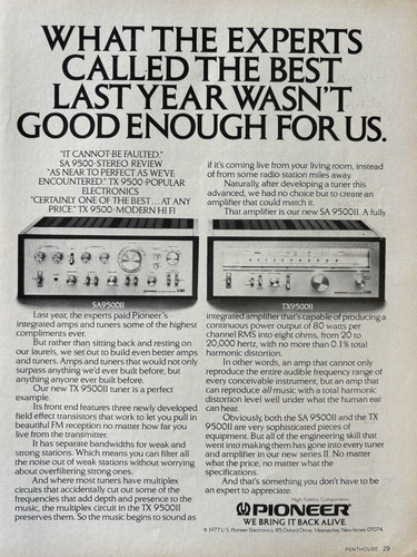 1978 Pioneer SA950011 TX950011 Amplifiers Radio Electronics Vintage Print Ad