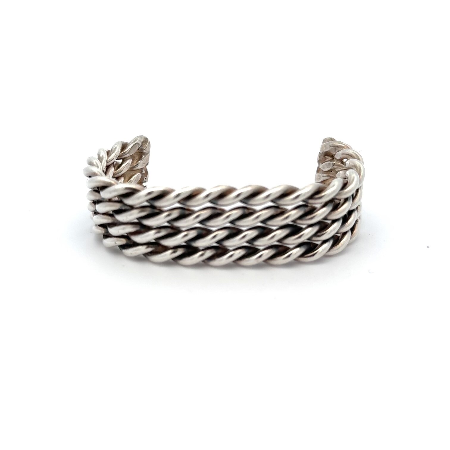 Silver Rhinestone Spiral Twist Bicep Cuff Bracelet – 3-Row Bling Arm Band, No Clasp