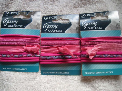 10 Goody Ouchless Designer Series Hair Bands No Metal Elastics Ribbon White Pony - Picture 46 of 59