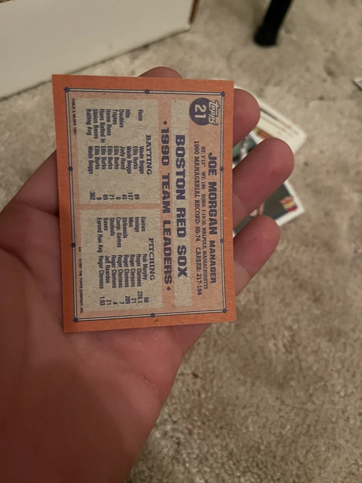 1991 Topps - Team Leaders #21 Joe Morgan - Image 2 of 2