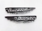 Pair Ducati Scrambler Petrol Fuel Tank Black Badge Motif Emblem Alloy Vintage