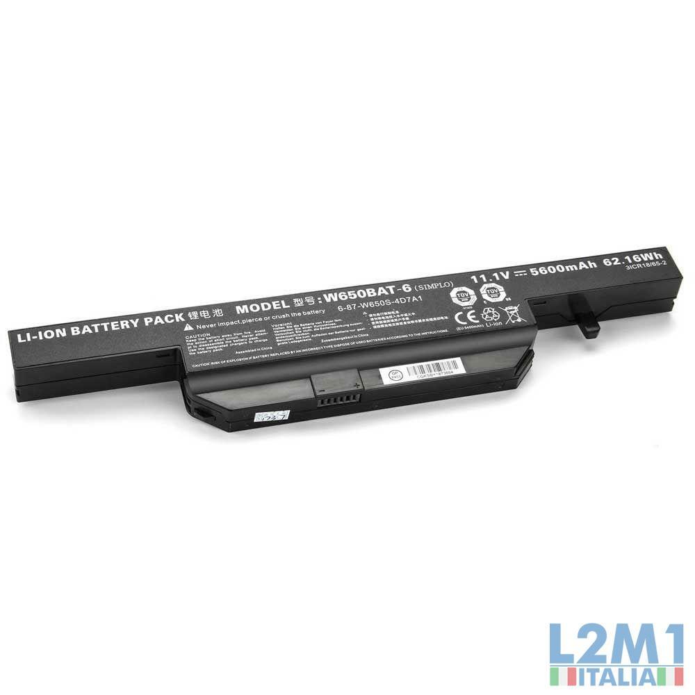 Batteria di Ricambio W650BAT-6 per Clevo W650 | 5200mAh 11.1V Alta Qualità