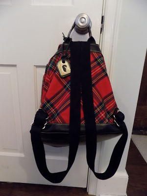 Dooney & Bourke Navy and Red Plaid Backpack Tartan Collection Dooney Bourke Large Backpack main image 3