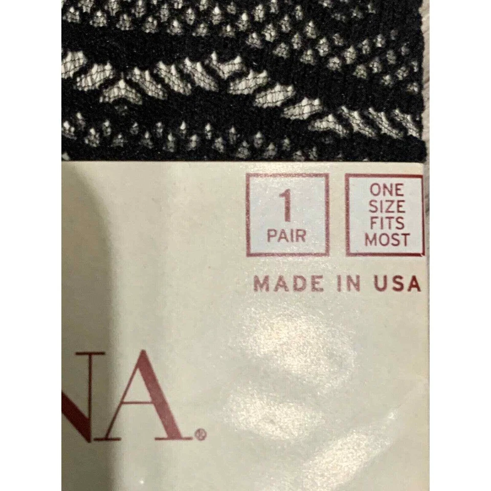 NUEVO Calcetines ligeros hasta la rodilla talla única Merona Collection red de encaje negro Foto 3 de 4