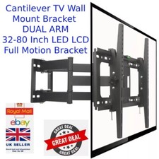 Cantilever TV Wall Mount Bracket DUAL ARM 32-80 Inch LED LCD Full Motion Bracket