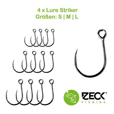 4 Wallerhaken zum Spinnfischen Zeck Lure Striker Waller Einzelhaken Welshaken