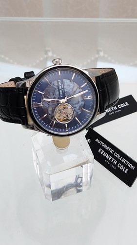 Kenneth Cole Automatic Watch for men 20 Jewels Skeleton Blue Dial NEW RRP £159 - Picture 14 of 21