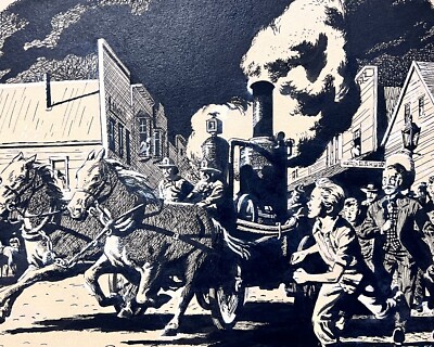 Pen and Ink Illustration drawing on paperboard, signed KS c1950