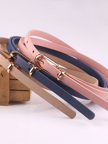 PU Leather Butterfly Bow Skinny Thin Low Waist Belt Candy Color Faux Leather U ❥ - Picture 11 of 33
