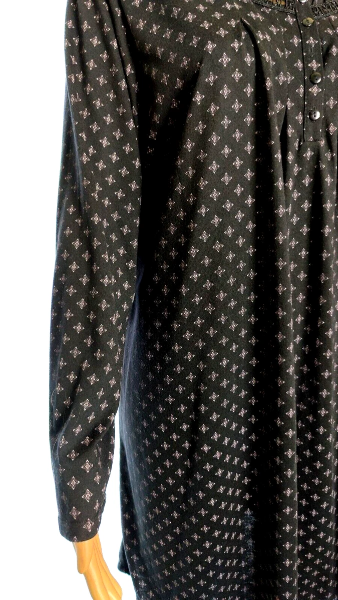Liz Claiborne Black Pink Nightgown Women s Large Long Sleeve