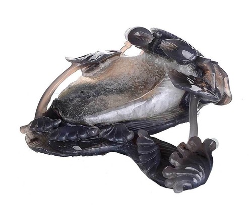6.73" Natural Geode Agate Crab Carving Hand-carved Crafts, #AN36 - Picture 9 of 9