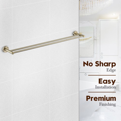 Decaura Brushed Gold Toilet Roll Holder Towel Rails Robe Hooks Stainless Steel - Picture 24 of 35