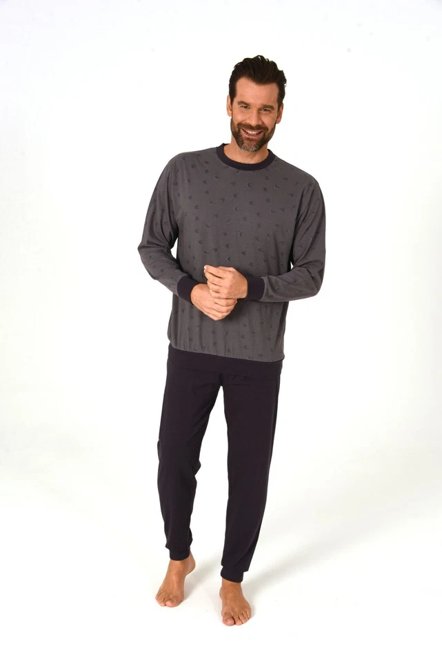 Neu Herren/Männer Schlafanzug/PYJAMA Grau/Blau 100% Baumwolle Rechtecke 0714 - Bild 3 von 4