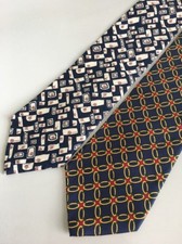 Lot of 2 Men's 100 % Italian Silk Neckties Paul Fredrick MADE In USA Tie