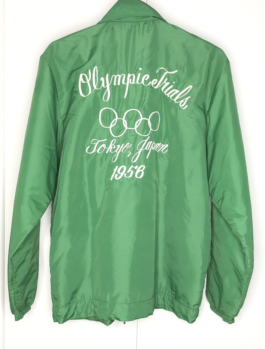 Men Small Green Jacket Sport Coat Olympic Trials 1958 Japan