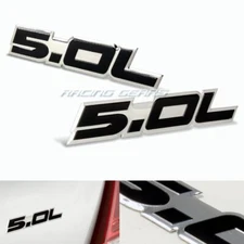 2x Bumper/Trunk/Hood/Engine 5.0L BLK Border Aluminum Emblem Decal Sticker Badge