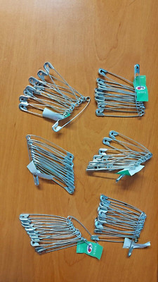 Große Sicherheitsnadeln SILBERFARBEN Edelstahl - 12 STÜCK IN EINER PACKUNG x 5 Packungen