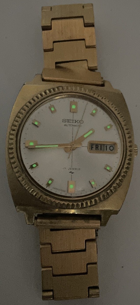 Vintage Seiko Automatic 17 Jewels 7006-7019 Gold Tone Watch ~ Read