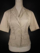 Beautiful Women's Size 8 Coldwater Creek Beige Pleated SS Button Blazer Jacket