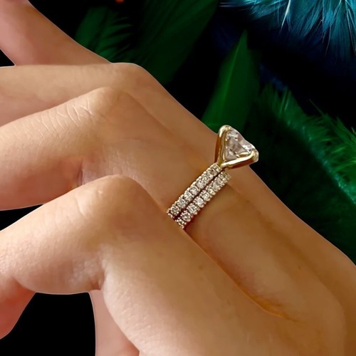 14k Yellow Gold Women Ring Set 2.4 Ct IGI Lab Grown Round Cut Diamond 7 8 9 - Picture 10 of 17