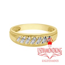New Men's .07 cttw Genuine Real Tested Diamond 10k Yellow Gold Wedding Ring Band