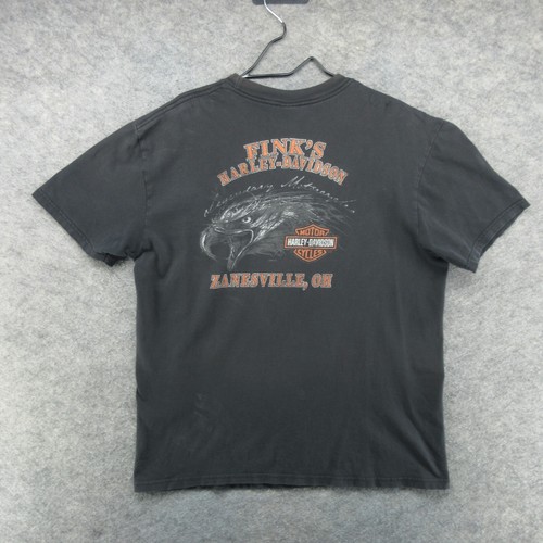 VTG Harley Davidson Shirt Mens XL Black Faded Biker Eagle Motorcycle Y2K
