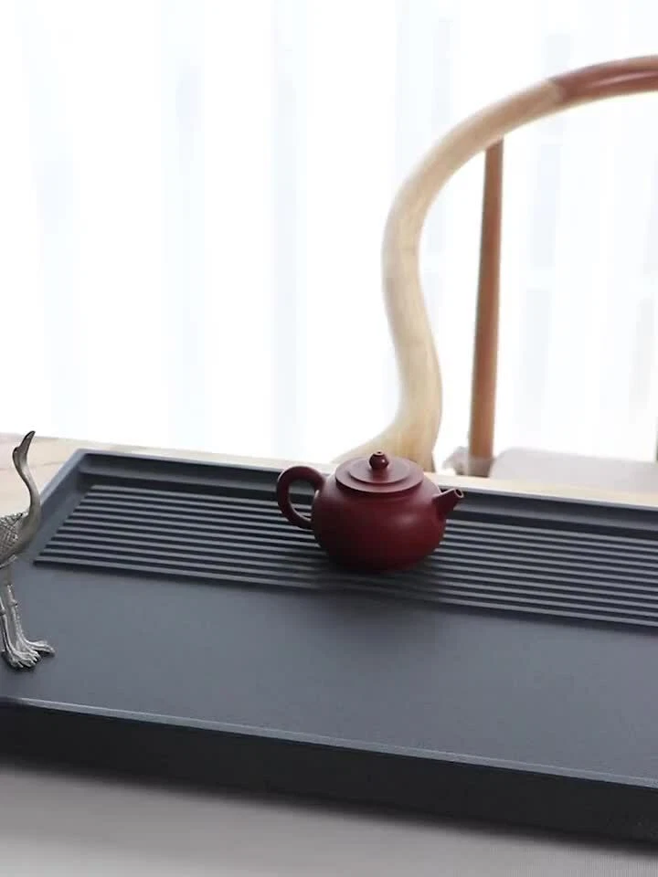 heavy stone tea tray black stone tea table water draining tea serving trays new - Image 2 of 4