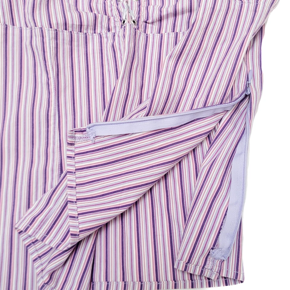 DCC 弹性女式紫色条纹背心 V 领 M 码 — 第 3/4 张图片