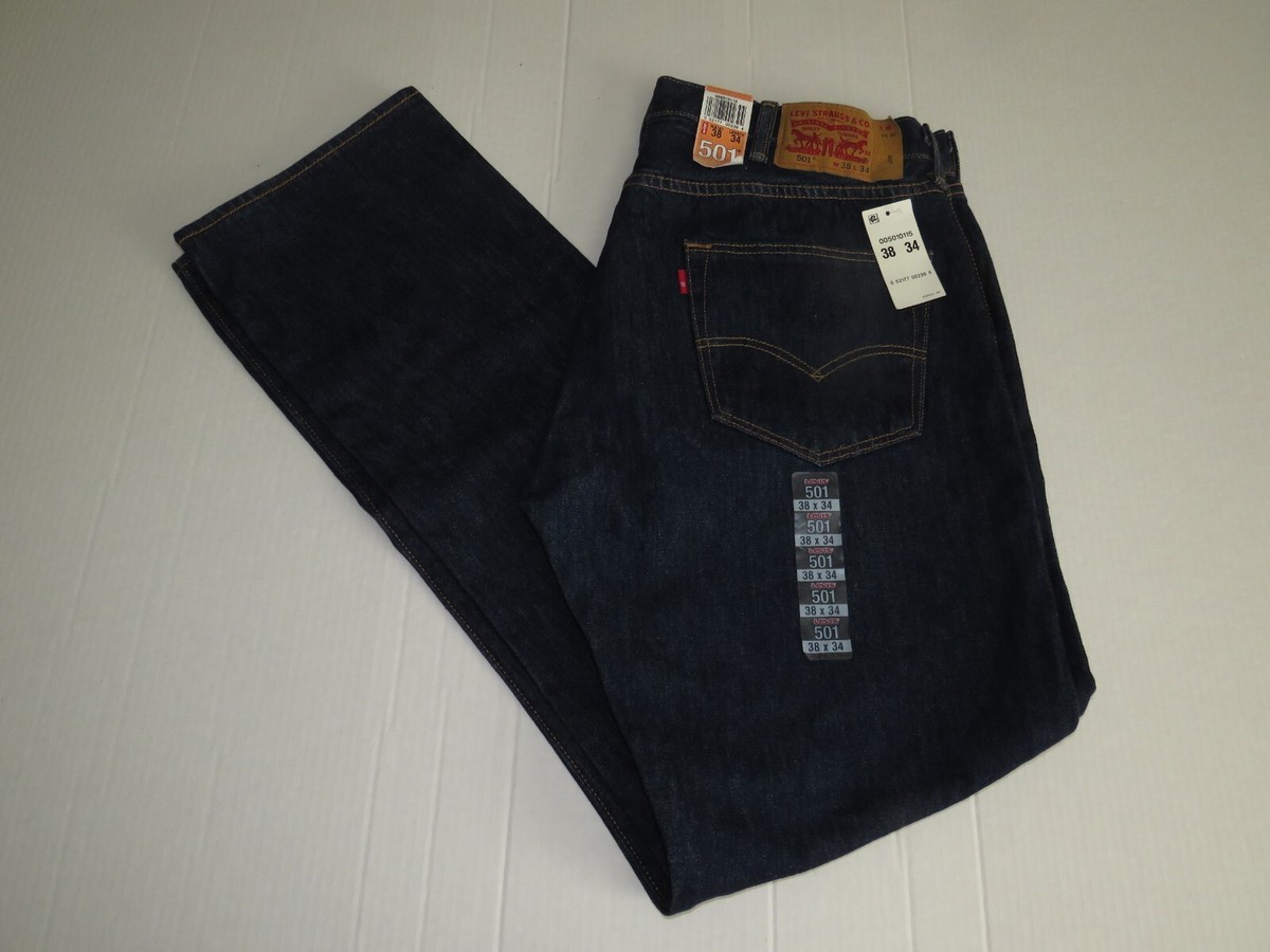2008 Levi's 501 Original Fit Straight Leg Denim Blue Jeans Size 38