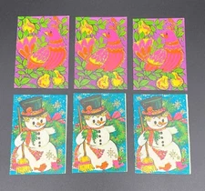 Vintage Glitter Snowman Partridge In Pear Tree UNUSED Christmas Card Present Tag