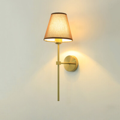 7W LED Candlestick Wall Light Fabric Lampshade E26/E27 Bulb Bedside Lamp Fixture