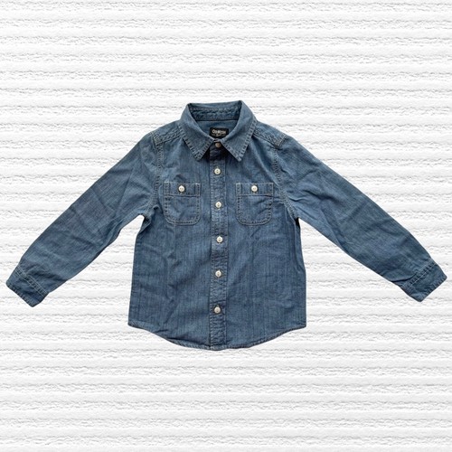 OshKosh B'Gosh Boys Classic Chambray Shirt Blue Long Sleeve Button-Up Size 5T
