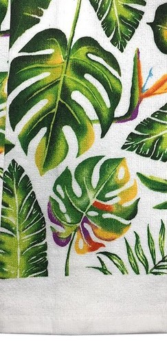 5 pc Same Printed Kitchen Towels Set, 15" x 25", LARGE GREEN LEAVES by KC - Picture 2 of 9