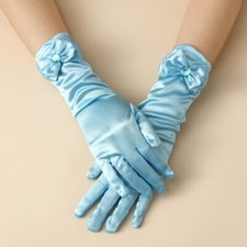 2PCS Children Girl Rhinestone Bowknot Satin Gloves Fairy Stage Accessories Cute