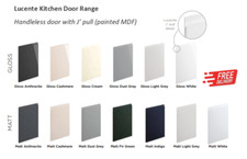 Lucente Gloss Matt Replacement Kitchen Handless J Pull Doors Drawers Painted MDF