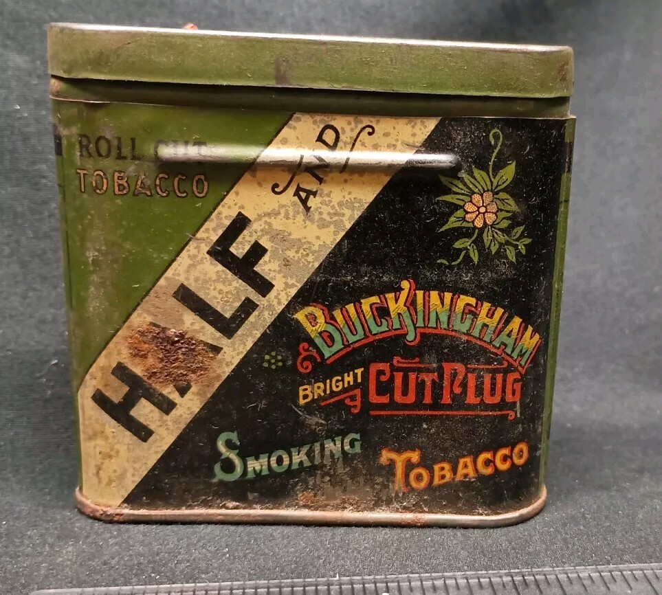 Vintage Buckingham Bright Cut Plug Tobacco Tin Colorful