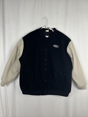 No Fear X H&M Jacket Womens XL Black Oversized Varsity Faux Vintage