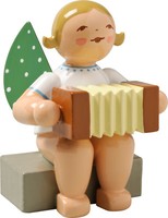 Wendt & KüHn Engel Mit Harmonika Sitzend, 650/8A, Engelmusikant Geschenk Advent