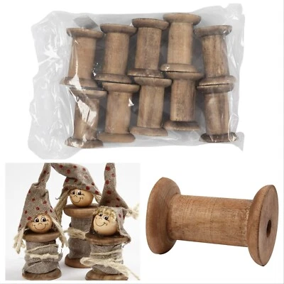 CREATIV 5 carretes de madera vintage carretes de hilo antiguos vacíos decoración costura artesanal lisa