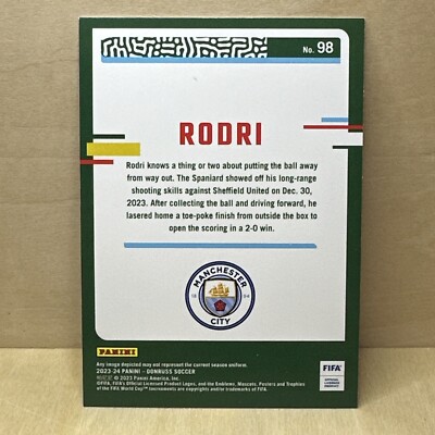 2023-24 Panini Donruss Soccer Rodri #98 Manchester City ￼